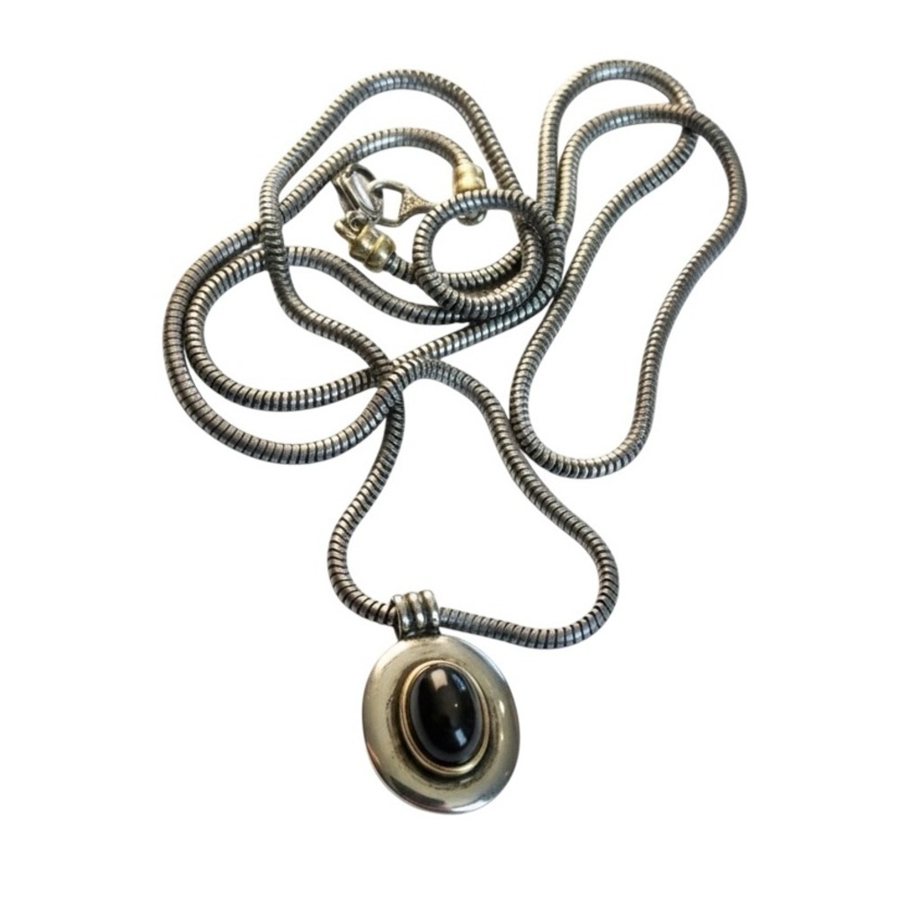 Vintage LCI Liz Claiborne Long Silvertone Snake Rope Necklace